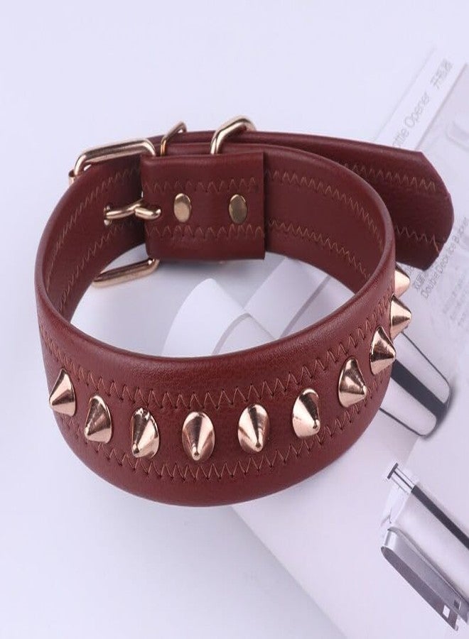 KittuPet Spiked Studded Leather Dog Collar Mushrooms Rivets Cat Collar for Small Medium Dog Cat Puppy Kitty (M, Brown) - Image 2